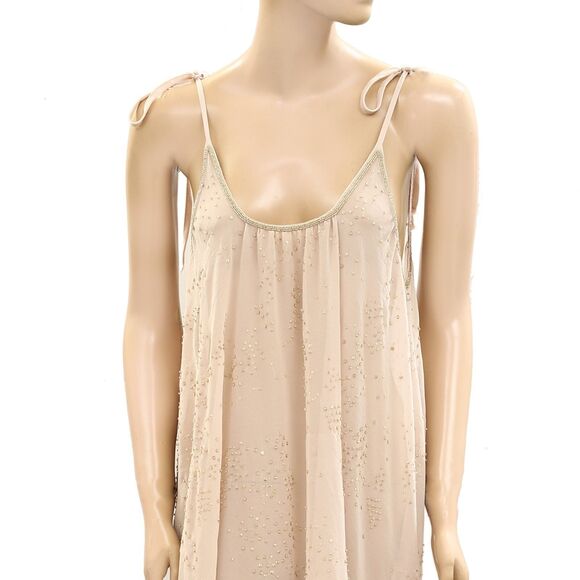 Intimately Free People A Little Shine Maxi Slip Dress Sheer Beaded XS NEW 277843 - Picture 7 of 10